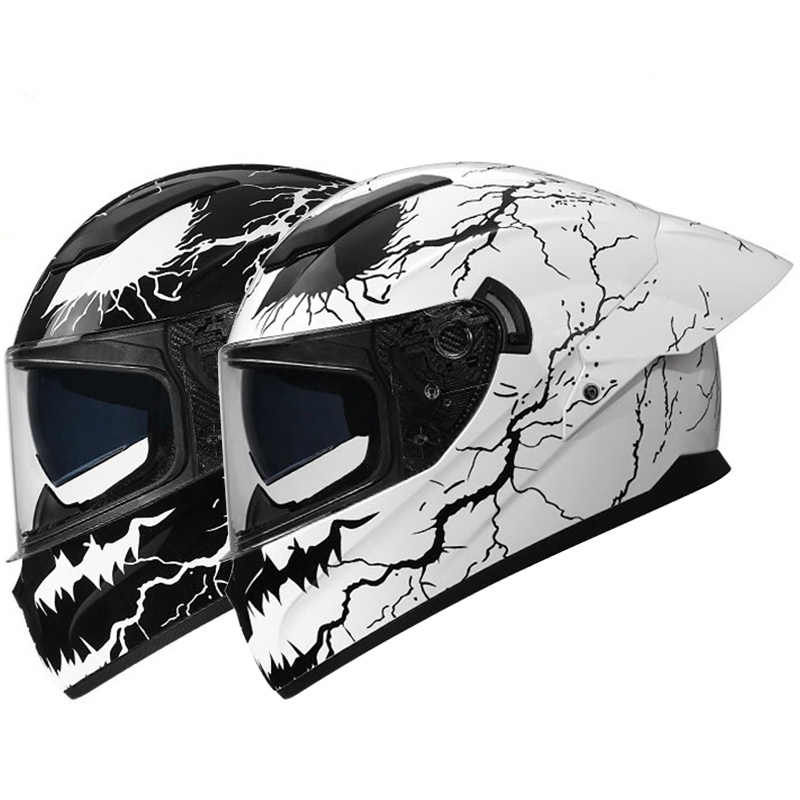 Dual Visor Motorcycle Racing Helmet - خوذة دراجة نارية كاملة الوجه بتصميم