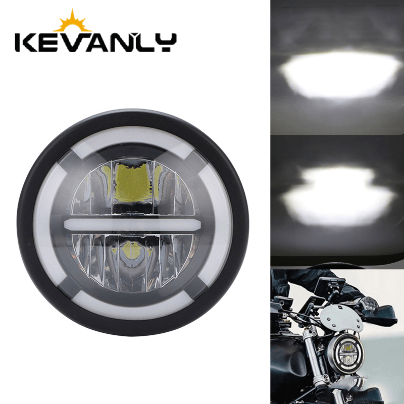 مصباح أمامي LED للسيارات والدر - مراجعة Universal Motorcycle Led Headlight Projector وسعره