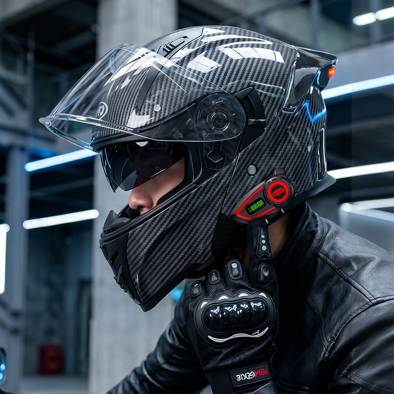 خوذات دراجات نارية من مادة ABS - مراجعة Full Face Motorcycle Helmet With Bluetooth وسعره